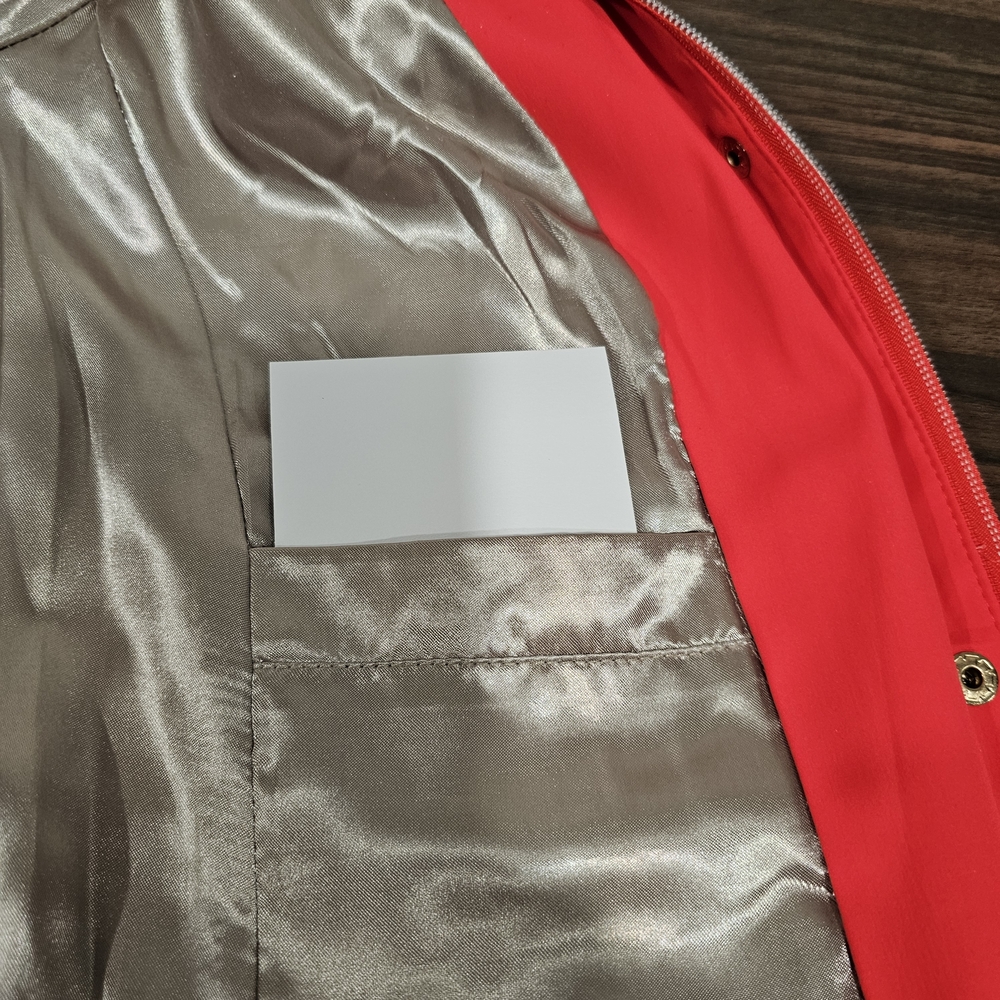 Dennis by Dennis Basso Red Hooded Rain Jacket Women's Size S Snap Zip Lightweigh - Picture 9 of 16